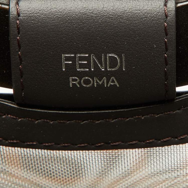 Pre Owned Fendi Tobacco Zucca Mesh and Leather Runaway Shopper Tote