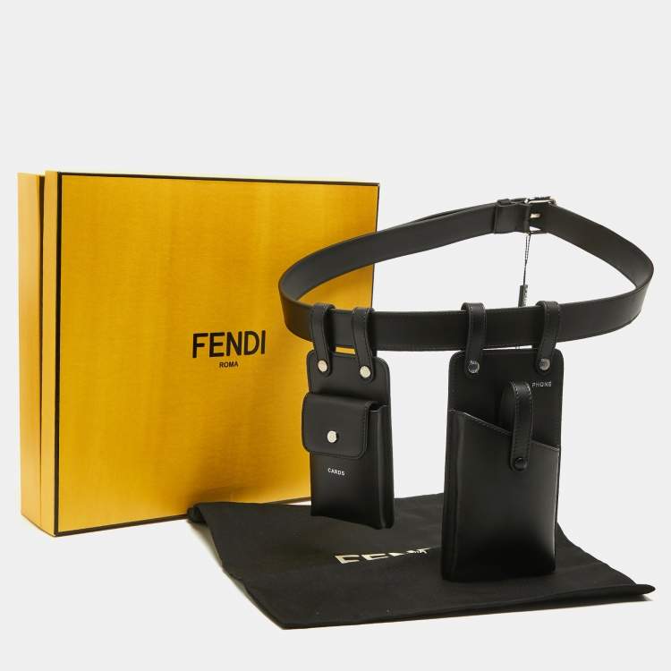 Pre Owned Fendi Black Leather Utility Pouch Belt Bag