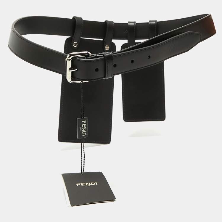 Pre Owned Fendi Black Leather Utility Pouch Belt Bag