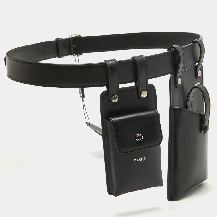 Pre Owned Fendi Black Leather Utility Pouch Belt Bag