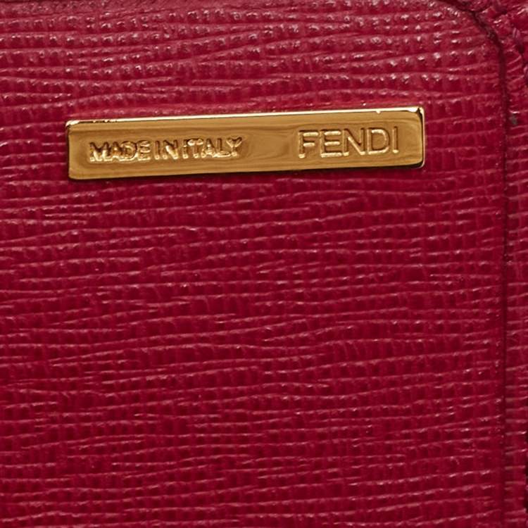 Pre Owned Fendi Magenta Leather Crayons Continental Wallet