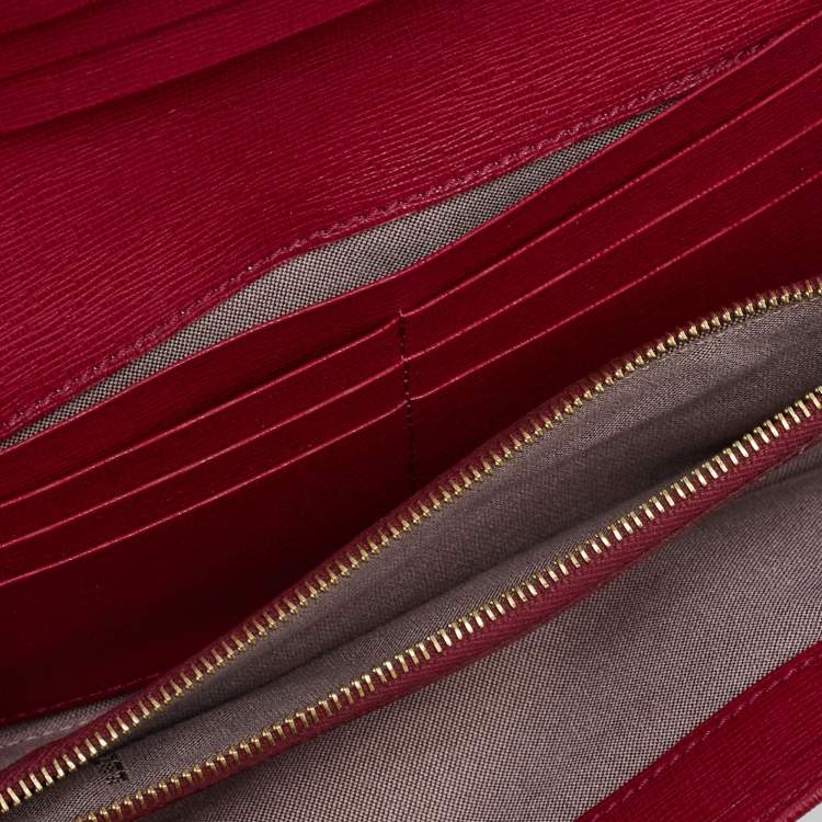 Pre Owned Fendi Magenta Leather Crayons Continental Wallet