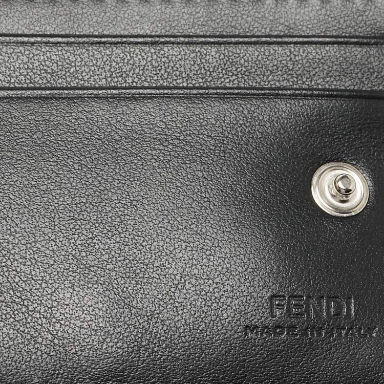 Pre Owned Fendi Mint Blue Zucca Leather Wearable Card Case