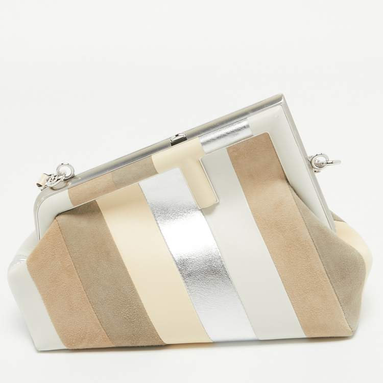 Pre Owned Fendi Multicolor Suede and Leather Small Fendi First Clutch