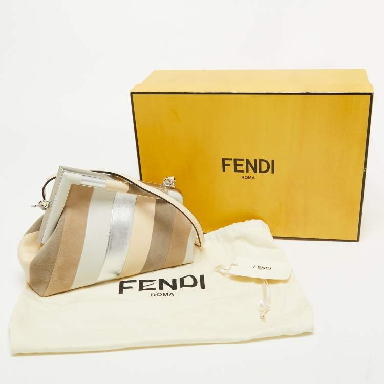Pre Owned Fendi Multicolor Suede and Leather Small Fendi First Clutch