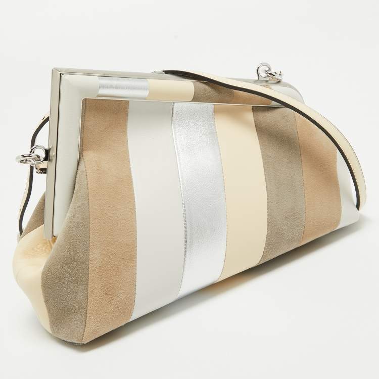 Pre Owned Fendi Multicolor Suede and Leather Small Fendi First Clutch