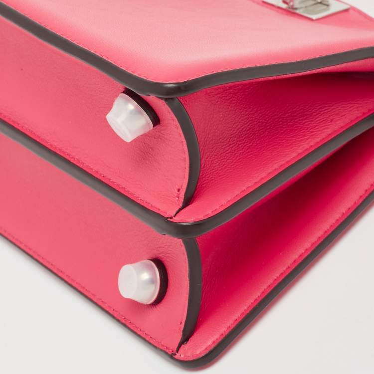 Pre Owned Fendi Pink Leather Petite Peekaboo ISeeU Top Handle Bag