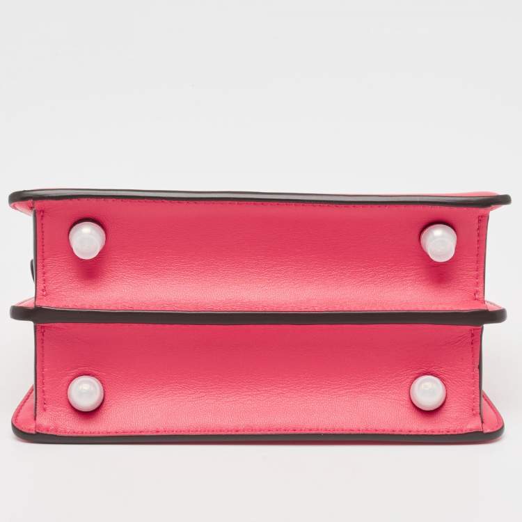 Pre Owned Fendi Pink Leather Petite Peekaboo ISeeU Top Handle Bag
