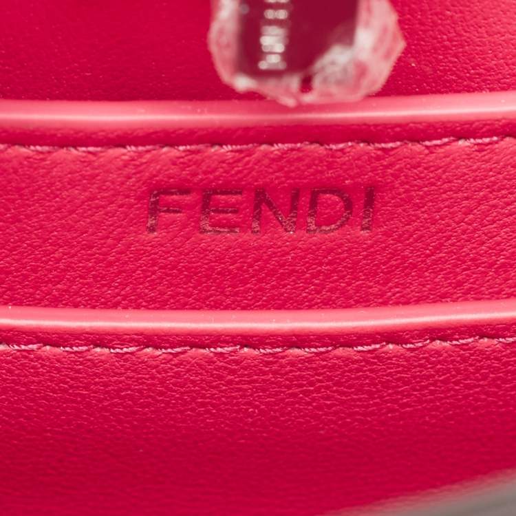 Pre Owned Fendi Pink Leather Petite Peekaboo ISeeU Top Handle Bag