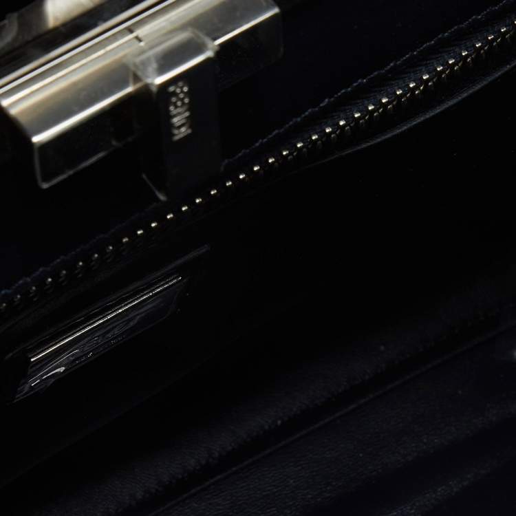 مملوكة مسبقًا Fendi Blue Watersnake Leather and Suede Regular Peekaboo Top Handle Bag