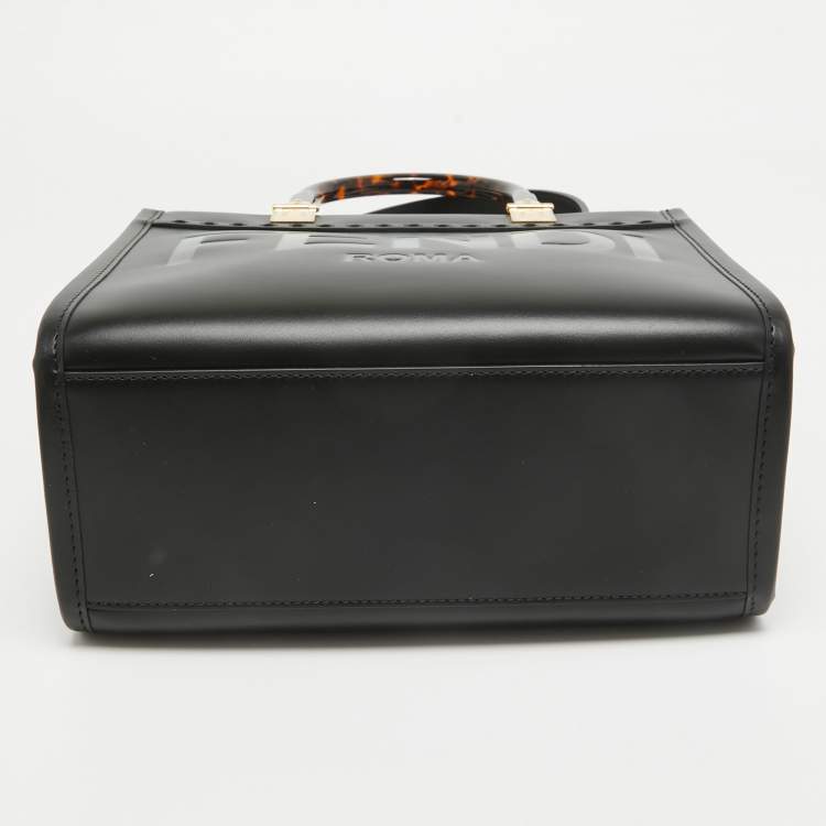 Pre Owned Fendi Black Leather Small Sunshine Tote