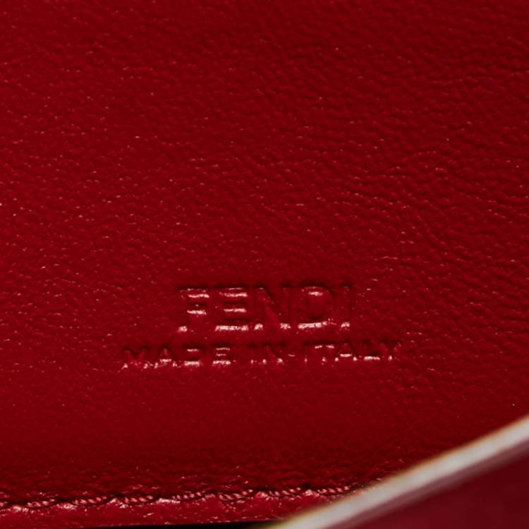 Pre Owned Fendi Red Satin Baguette Phone Pouch