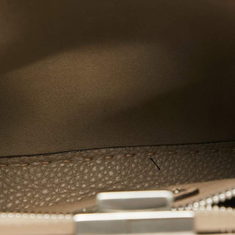 Pre Owned Fendi Taupe Selleria Leather Medium Iconic Peekaboo Top Handle Bag
