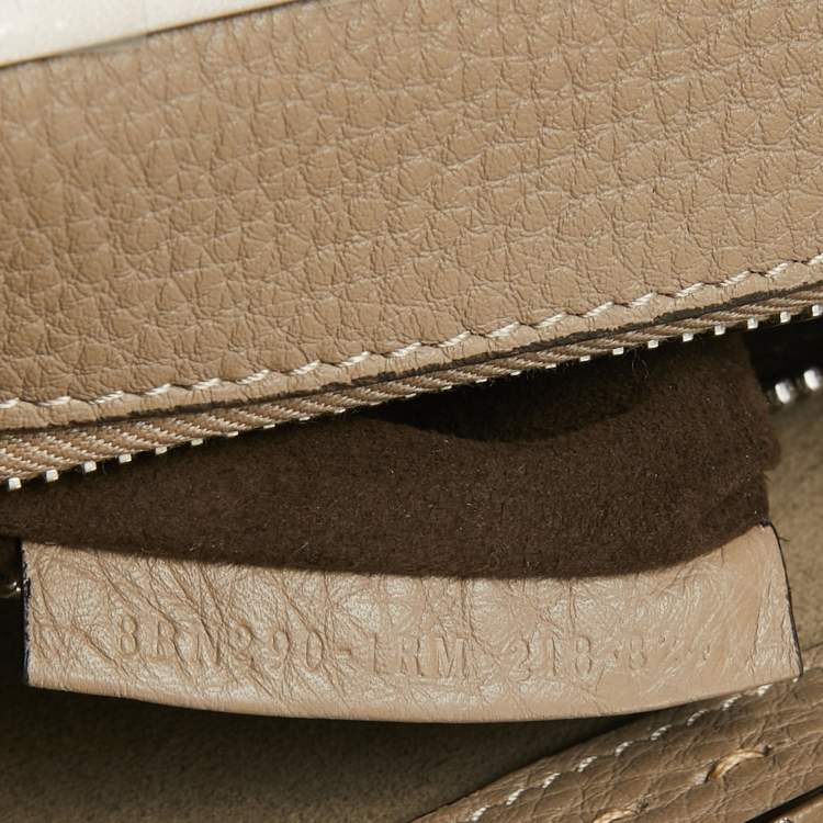 Pre Owned Fendi Taupe Selleria Leather Medium Iconic Peekaboo Top Handle Bag