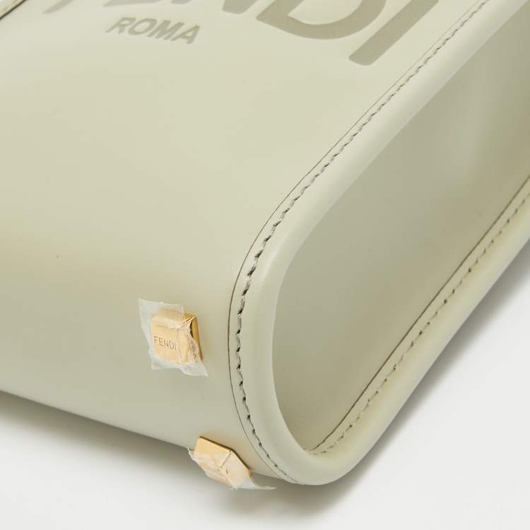 Pre Owned Fendi Green Leather Mini Sunshine Tote