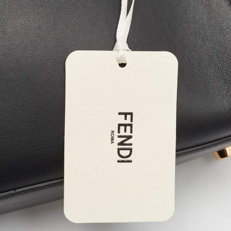 Pre Owned Fendi Black Leather Peekaboo Iconic Essentially Top Handle Bag