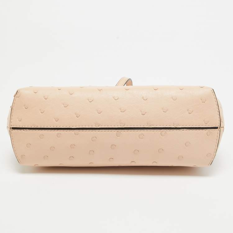 Pre Owned Fendi Beige Ostrich Leather Small First Shoulder Bag
