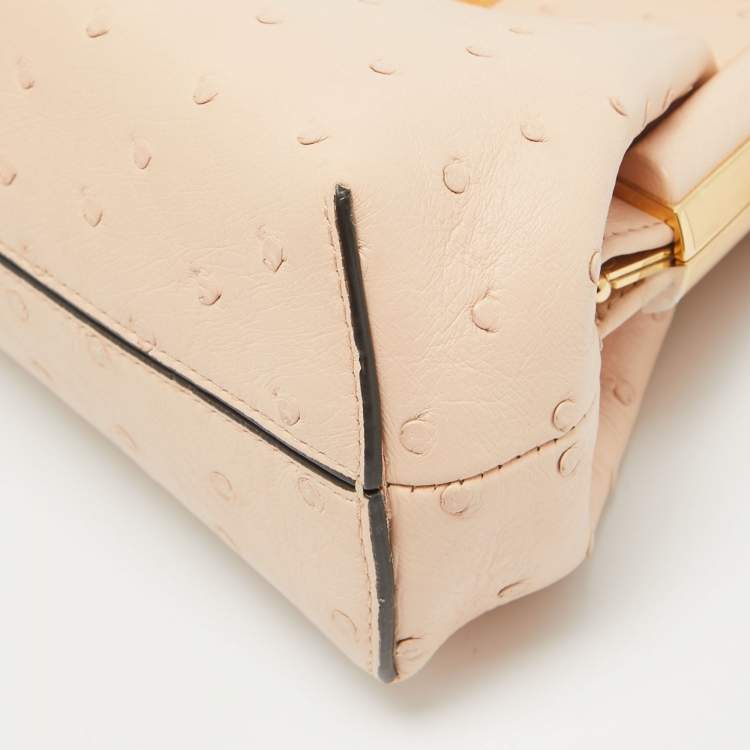 Pre Owned Fendi Beige Ostrich Leather Small First Shoulder Bag