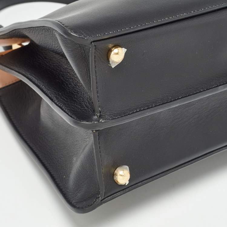 مملوكة مسبقًا Fendi Black Leather Medium Peekaboo ISeeU Top Handle Bag