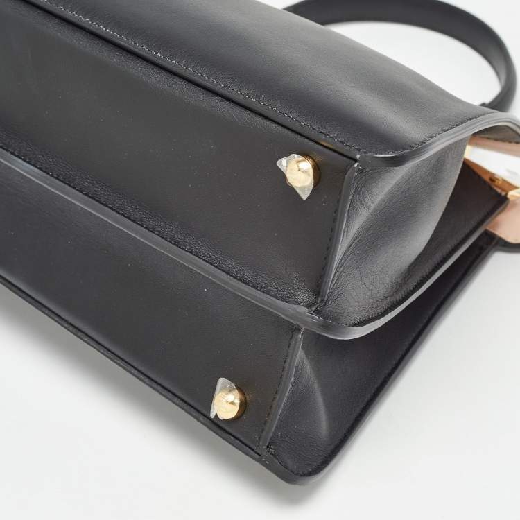 مملوكة مسبقًا Fendi Black Leather Medium Peekaboo ISeeU Top Handle Bag