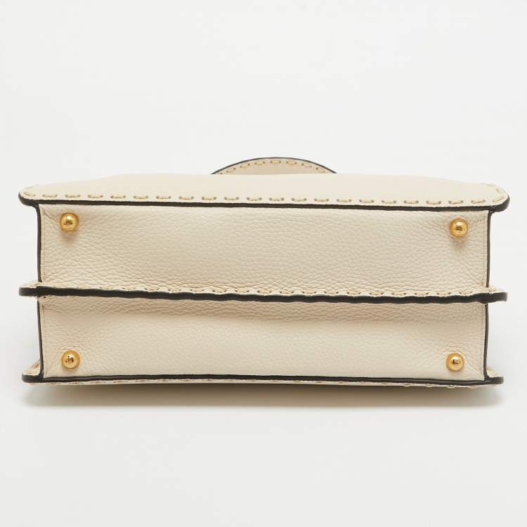 مملوكة مسبقًا Fendi Cream Selleria Leather Medium Peekaboo ISeeU Top Handle Bag