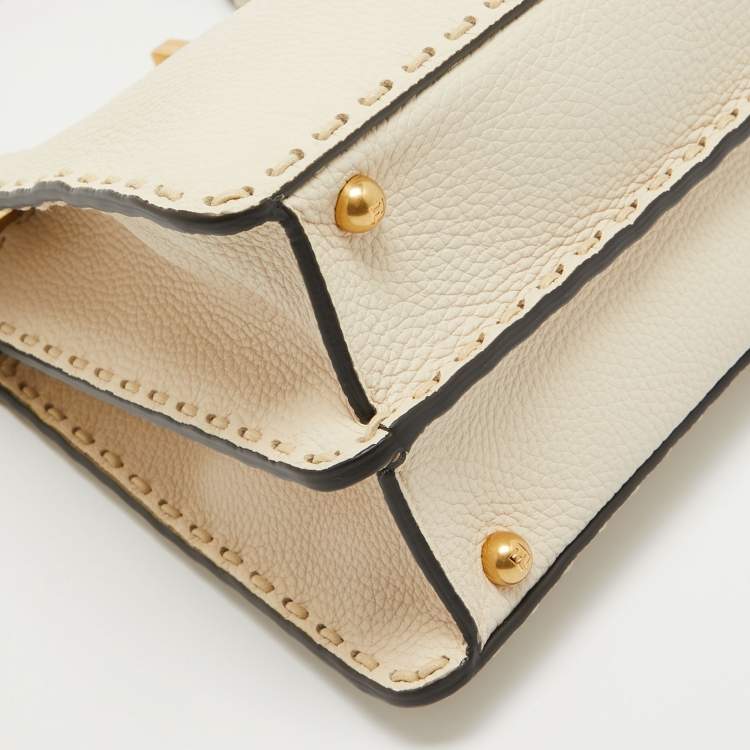 مملوكة مسبقًا Fendi Cream Selleria Leather Medium Peekaboo ISeeU Top Handle Bag