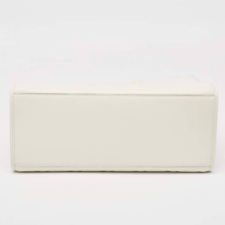 Pre Owned Fendi Off White Zucca Embossed Leather Medium Sunshine Tote