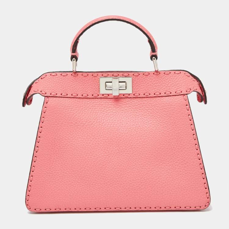 مملوكة مسبقًا Fendi Pink Selleria Leather Small Peekaboo ISeeU Top Handle Bag