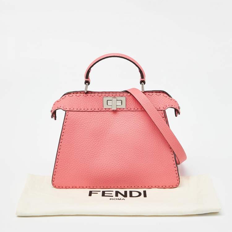 مملوكة مسبقًا Fendi Pink Selleria Leather Small Peekaboo ISeeU Top Handle Bag