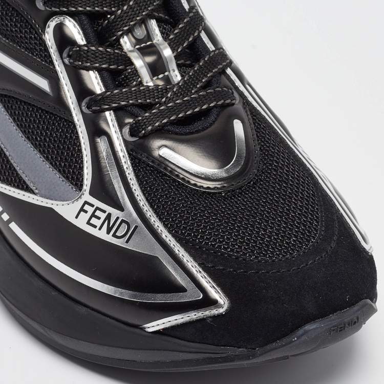 Pre Owned Fendi Black Suede and Leather Fendi first Sneakers Size 38