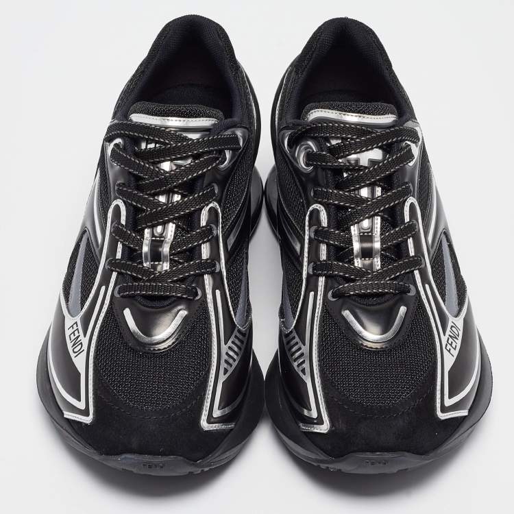 Pre Owned Fendi Black Suede and Leather Fendi first Sneakers Size 38
