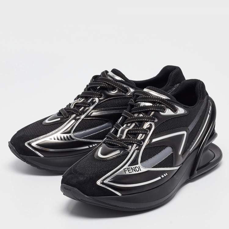 Pre Owned Fendi Black Suede and Leather Fendi first Sneakers Size 38