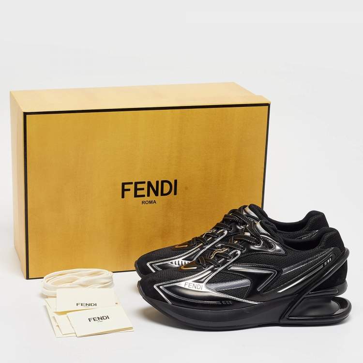 Pre Owned Fendi Black Suede and Leather Fendi first Sneakers Size 38