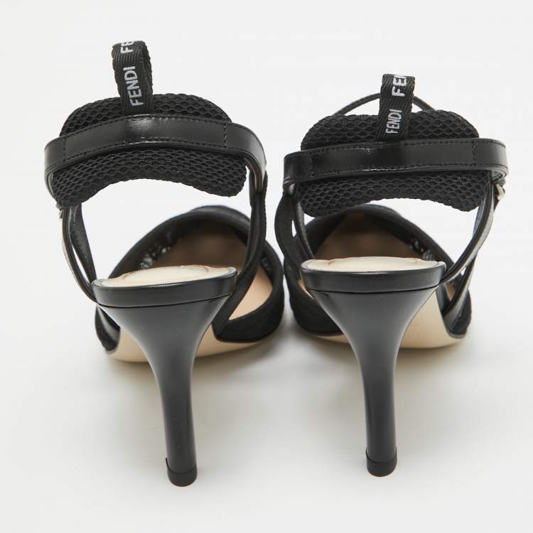 Pre Owned Fendi Black Lace and Mesh Colibrì Pointed Toe Pumps Size 36