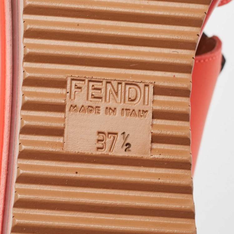 Pre Owned Fendi Red/Black Leather and Elastic Platform Sandals Size 37.5