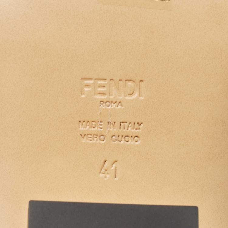 Pre Owned Fendi Black Leather Baguette Slide Sandals Size 41