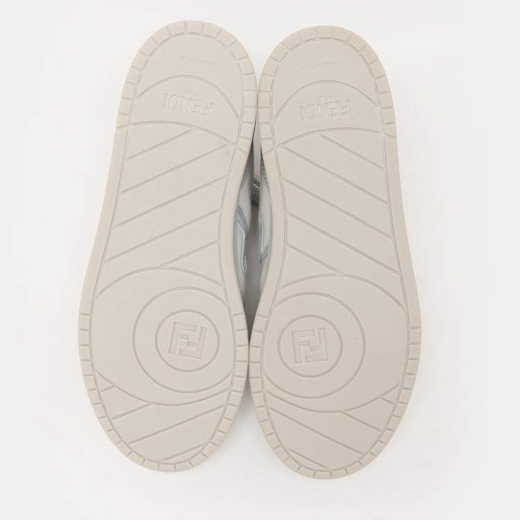 Pre Owned Fendi White/Grey Leather Low Top Sneakers Size 39