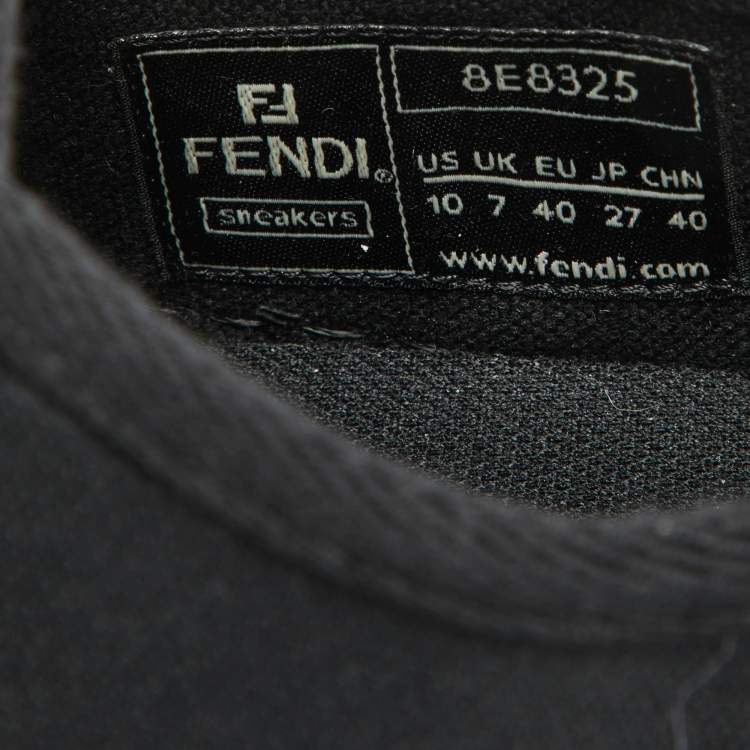 Pre Owned Fendi Black Canvas Domino Lace Up Sneakers Size 40