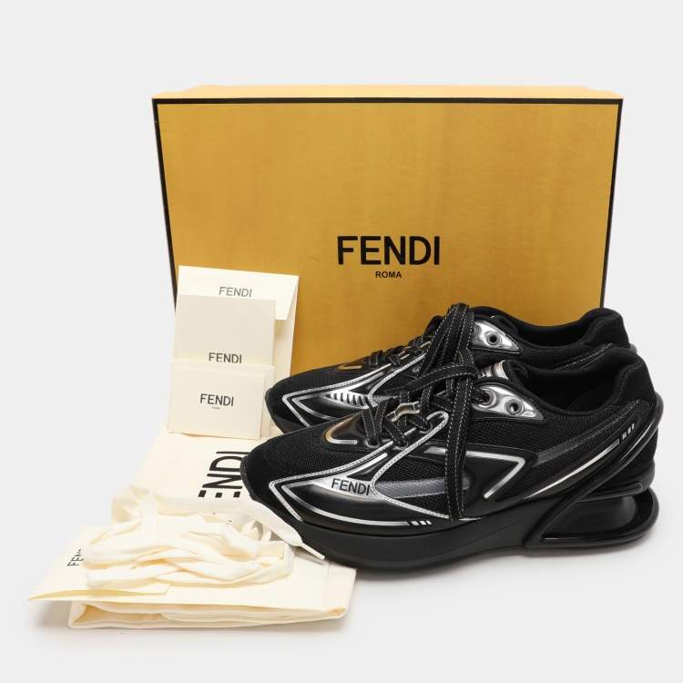 Pre Owned Fendi Black Suede and Leather Fendi first Sneakers Size 38
