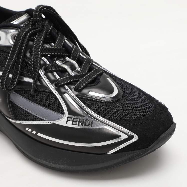 Pre Owned Fendi Black Suede and Leather Fendi first Sneakers Size 38