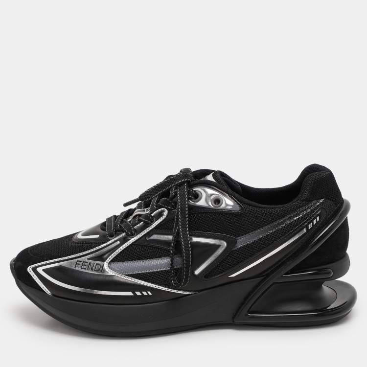 Pre Owned Fendi Black Suede and Leather Fendi first Sneakers Size 38