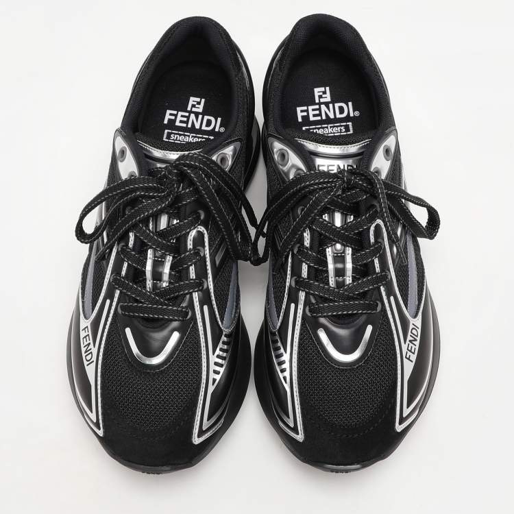 Pre Owned Fendi Black Suede and Leather Fendi first Sneakers Size 38