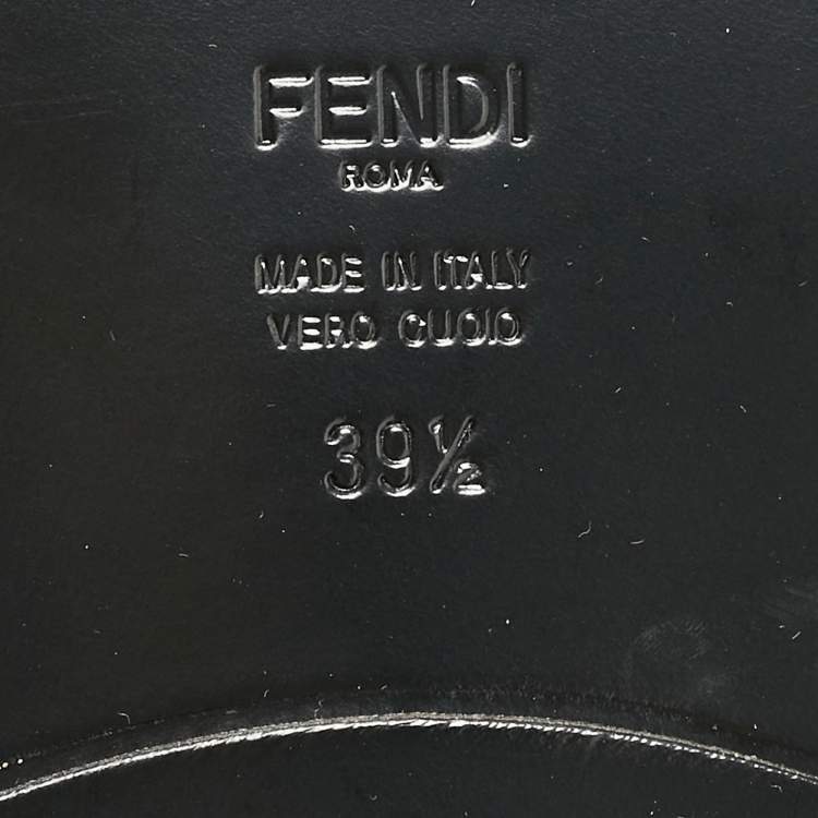 Pre Owned Fendi Black Leather Karligraphy Loafers Size 39.5