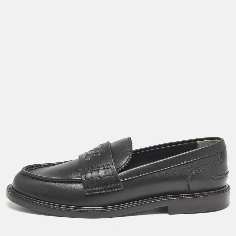 Pre Owned Fendi Black Leather Karligraphy Loafers Size 39.5
