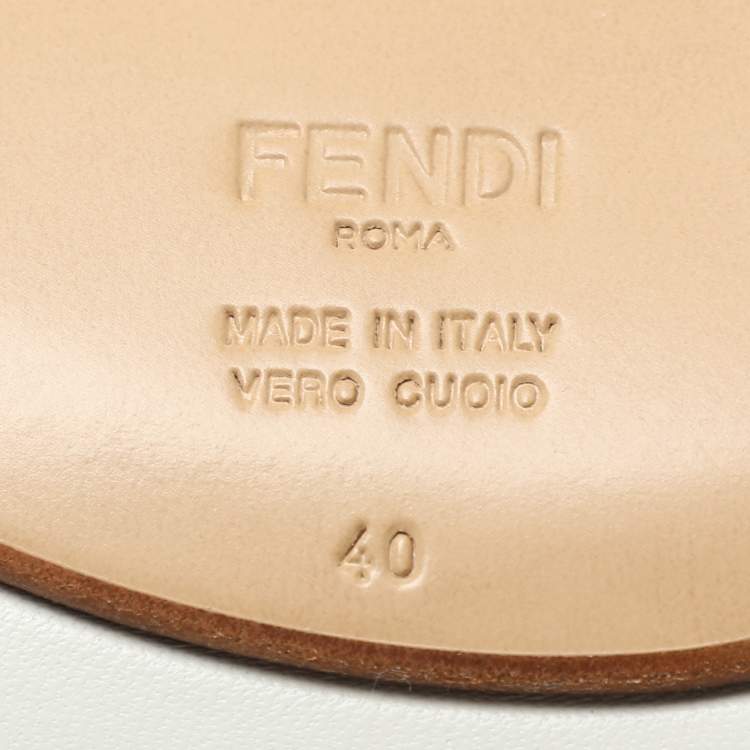 Pre Owned Fendi White Leather Baguette Ankle Strap Sandals Size 40