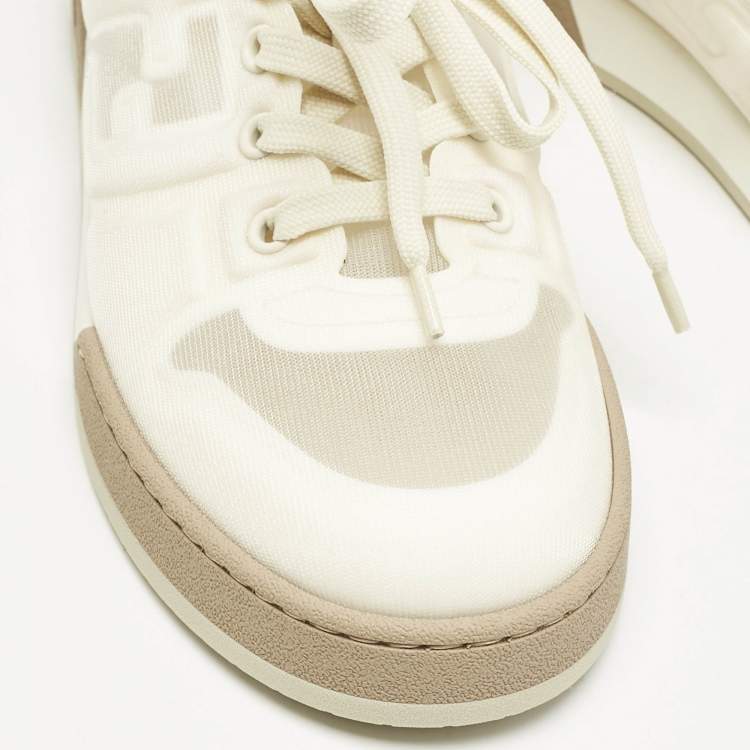 Pre Owned Fendi White/Cream Mesh Match Low Top Sneakers Size 39
