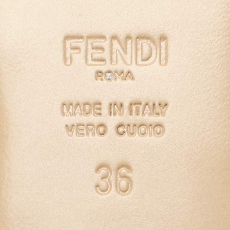 Pre Owned Fendi Green Mink Fur Baguette Slide Sandals Size 36