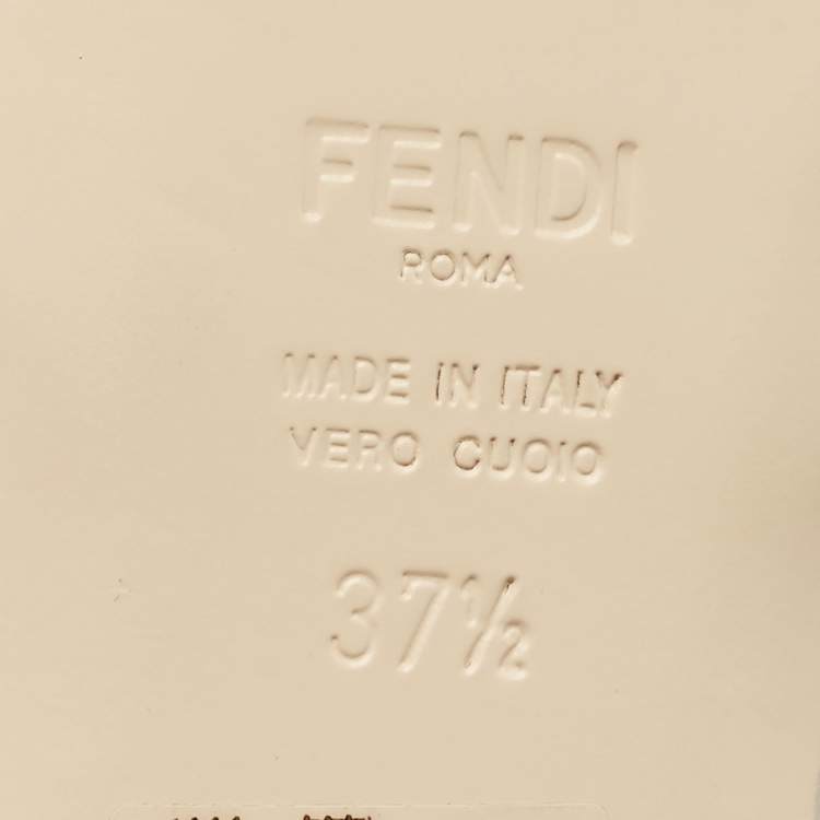Pre Owned Fendi Black Canvas and Leather Chain-Link Flat Sandals Size 37.5