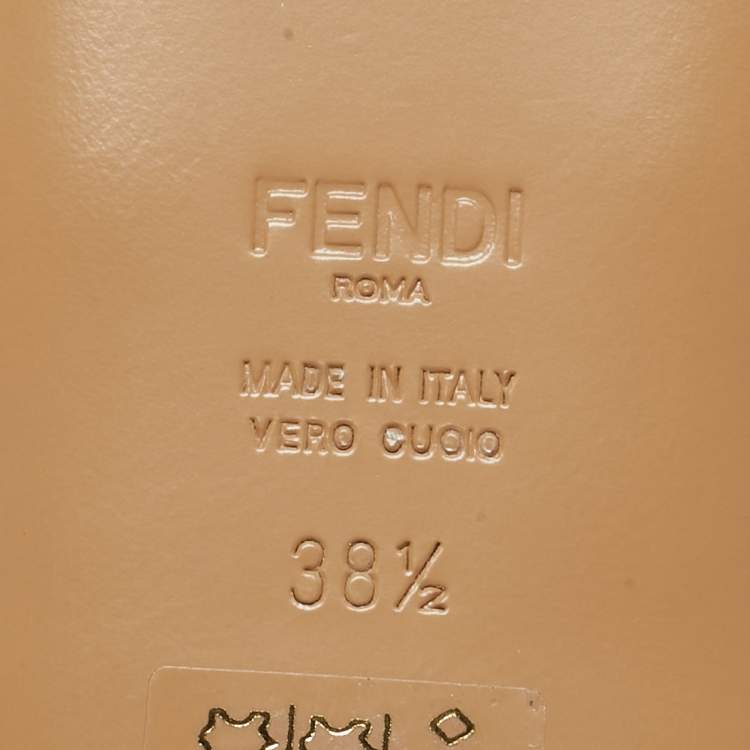Pre Owned Fendi Beige Leather Baguette Flat Slides Size 38.5