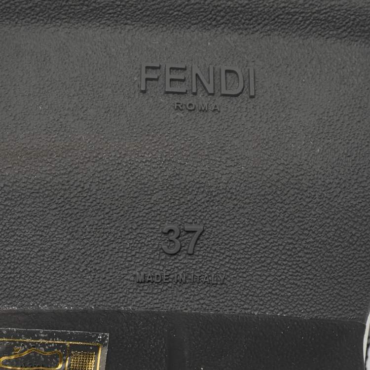 Pre Owned Fendi Black/Brown Zucca Knit Fabric Rockoko Slip On Sneakers Size 37